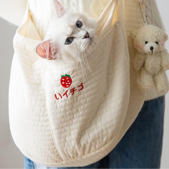 Puppy Carrier Sling Breathable Cotton Dog Shoulder Bag Hands Free Pet Travel Bag - Picture 2 of 8